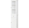 Kleankin Slim Bathroom Storage Cabinet Tall Narrow Linen Tower With Acrylic Door Drawer And Shelves White