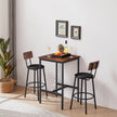 Bar Table Set With 2 Stools, PU Seat   Backrest, Rustic Brown, 23.62 W X 35 H