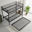 Twin Bunk Bed With Trundle Metal Bunkbeds With Ladder And Full-Length Guardrail, Noise Free, No Box Spring Needed, Black