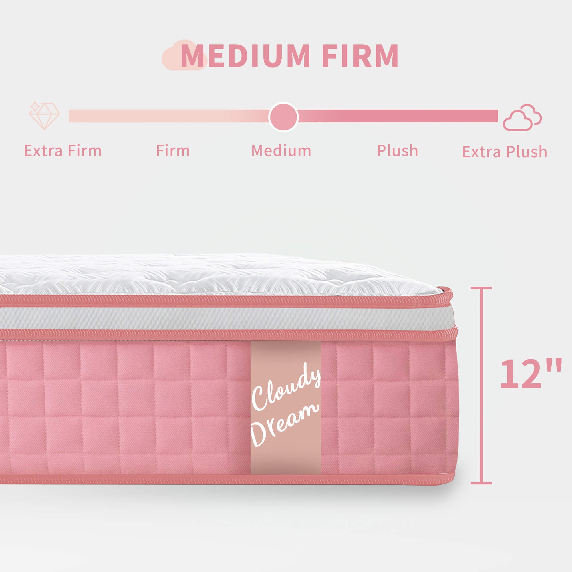 12 Inch Hybrid Mattress Individual Pocket Spring Memory Foam Cool Knitted Cover CertiPUR-US
