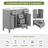 36 Bathroom Vanity Without Sink, Cabinet Base Only, Two Cabinets And Five Drawers, Solid Wood Frame, Grey