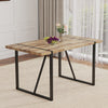 A Minimalist Retro Rectangular Dining Table With A Specially Textured Top And Black Metal Legs.Contemporary Minimalist MDF Wood Color Textured Tabletop.Able To Give People A Visual Beauty With Rules.