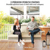 3 Person Wicker Hanging Outdoor Patio Porch Swing Bench With Cup Holders, Cushions, And Chains, Natural