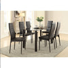 Modern Style Black Metal Finish Side Chairs 2pc Set Faux Leather Upholstery Contemporary Dining Room Furniture