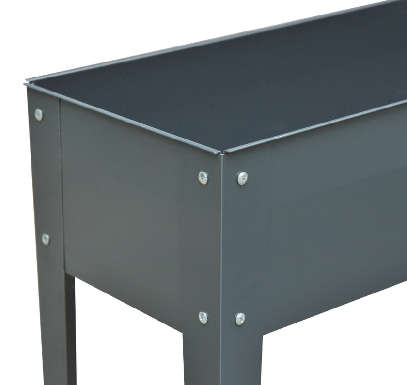 Metal Raised Garden Bed Planter Box 40 X 12 X 32 Dark Grey Durable Outdoor Gardening Solution