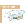 43.3 Inch Modern Two-Tier Coffee Table - Clear Tempered Glass And White Marble Texture, Multifunctional Storage Design.The Bottom Tier Includes A Drawer.Can Be Used As A Coffee Table,side Table,etc.