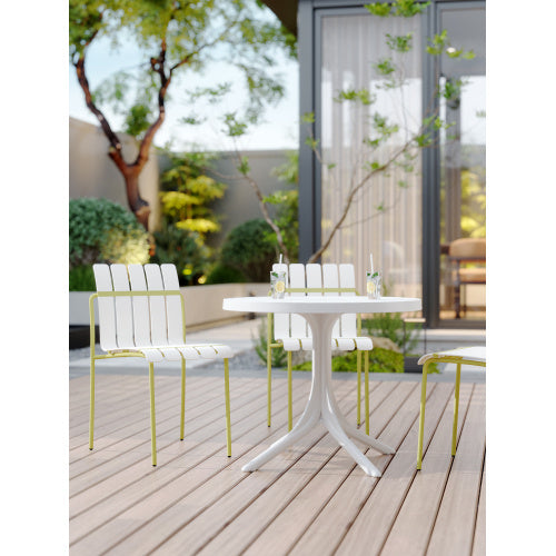 4-Pack Modern Striped Color Block Chairs - Waterproof PP Seat  Sturdy Metal Legs, Indoor Outdoor Dining Set For Patio, Balcony,