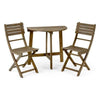 Outdoor 3-piece Set Of Semi-circular Folding Acacia Weather-resistant Bistro Table And Chairs, Space-saving, Gray