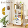 4-Tier Ladder Shelf With 2 Drawers 52.5 Inch Tall Freestanding Bookcase