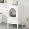 20 Bathroom Vanity With Sink, Bathroom Cabinet With Soft Closing Glass Door, A Drawer, Black