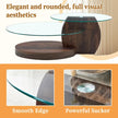 Modern Walnut Grain Double Layer Coffee Table - Versatile Design, Multiple Colors Available.Density Board Sticker,Reinforced Glass,Oval Countertop.
