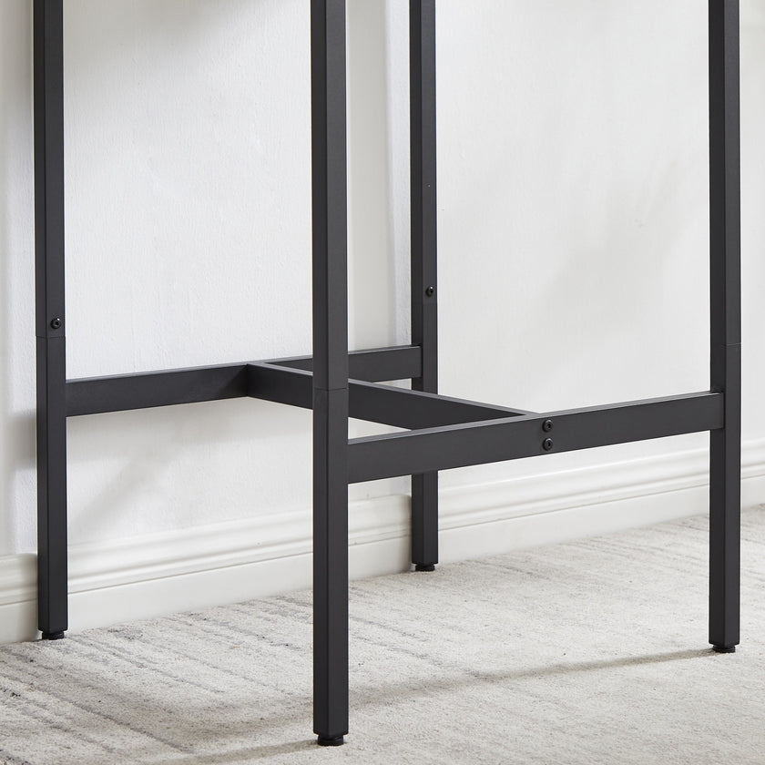 Bar Table Set With 2 Stools, PU Soft Seat & Backrest, Grey, 23.62 W X 35.4 H