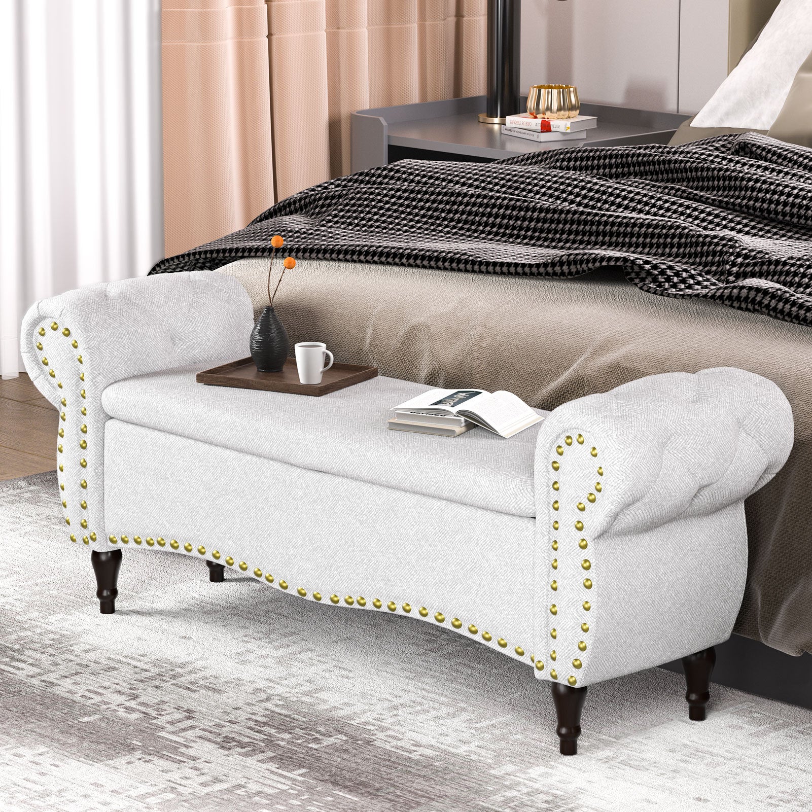 53 Length Upholstered Bench & Ottoman