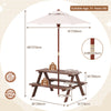 Outdoor 4-Seat Kids Picnic Table Bench Set With Removable Umbrella