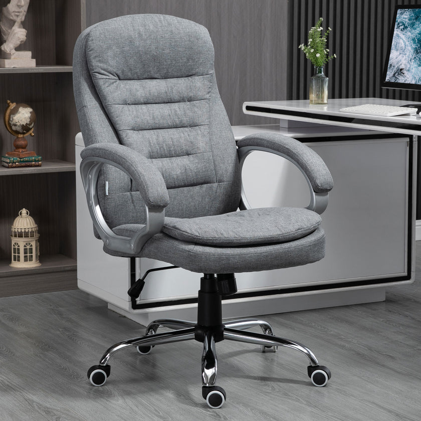 Vinsetto High Back Executive Home Office Chair Adjustable Height Upholstered Padding Gray