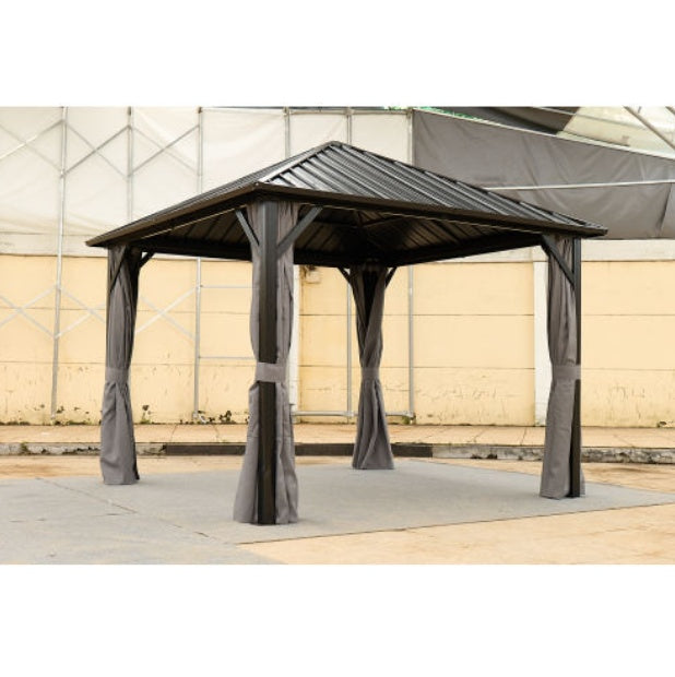 10x10FT Patic Gazebo,aluminum Gazebo With Steel Canopy,Outdoor Permanent Hardtop Gazebo Canopy For Patio, Garden,