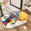 Cartoon Rocket Bath Mat Bathroom Decoration Area Rug Toilet Anti-slip Foot Mats Thickened Flocking Bath Carpet Non-slip Doormat Absorbent Bathroom Mat
