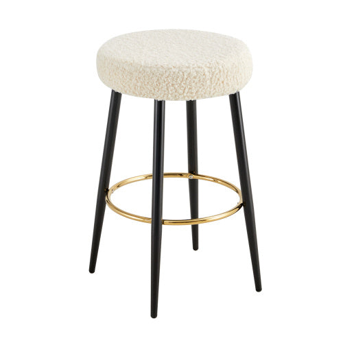 Counter Height Bar Stools Set Of 2, PU Kitchen Stools Upholstered Dining Chair Stools 24 Inches Height With Golden Footrest For Kitchen Island Coffee Shop Bar Home Balcony Silver Leaves Velvet