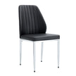 Set Of Four Black PU Comfort Dining Chairs 17.7x25 Dining Chair With Extended Backrest,BLACK PU,Silver Metal Legs,Suitable For Various Places Such As Family Restaurants, Hotels, Coffee Shops,etc.