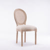 French Style Solid Wood Antique Linen & Rattan Dining Chair, Set Of 2, Cream