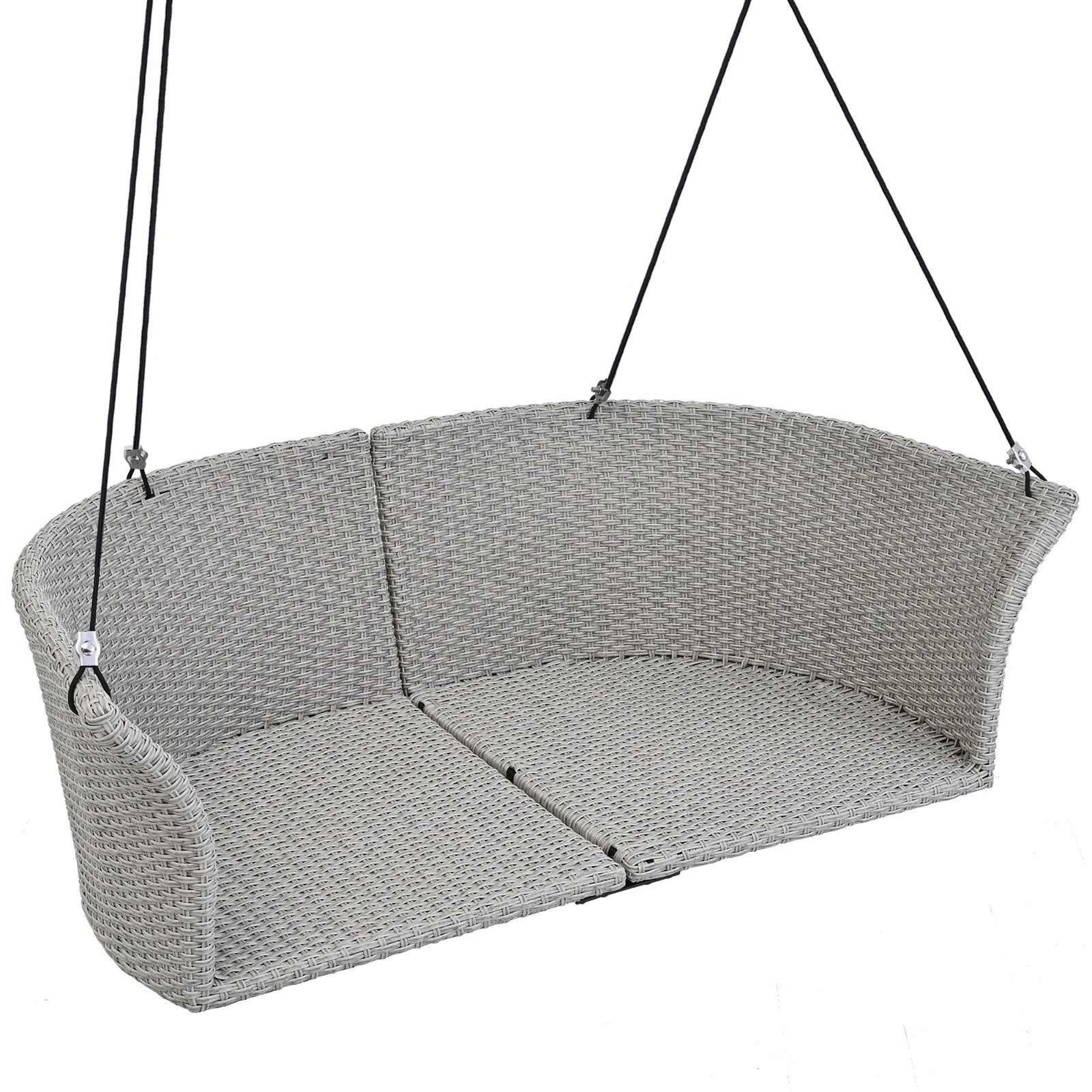 GO 51.9 2-Person Hanging Seat, Rattan Woven Swing Chair, Porch Swing With Ropes, Gray Wicker And C
