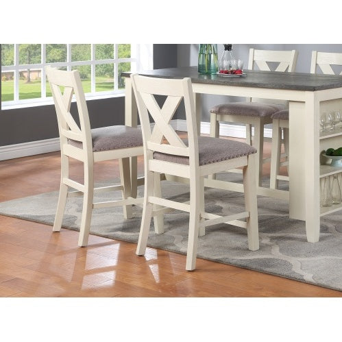 Modern Contemporary Dining Room Furniture Chairs Set Of 2 Counter Height Chairs Light Wooden High Chair X Back Design Cushion Seat