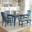 TOPMAX Mid-Century 6-Piece Dining Set With Drawer & Upholstered Chairs