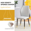 4 Light Gray Modern Dining Chairs With Stylish PU Patterned Backrest And Black Metal Legs For A Comfortable Home Experience In The Kitchen, Bedroom And Office.