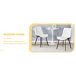 Extended Seat Cushion PU Dining Chair Set - Four Pieces.Smooth Line Design.Can Integrate Well Into Various Modern Home Decoration Styles.White And Dark Gray Splicing Colors.