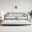 Twin Size Metal Daybed Frame With Trundle, Heavy Duty Steel Slat Support Sofa Bed Platform With Headboard, No Box Spring Needed, Black