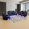 Black Breathing Leather 3-Piece Living Room Recliner Sofa Set--Self-delivery Only