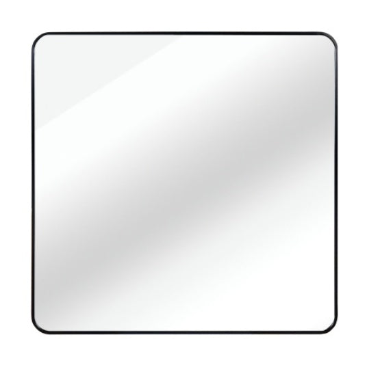 30 In X 30 In Black Metal Framed Square Bathrrom Mirror For Wall.