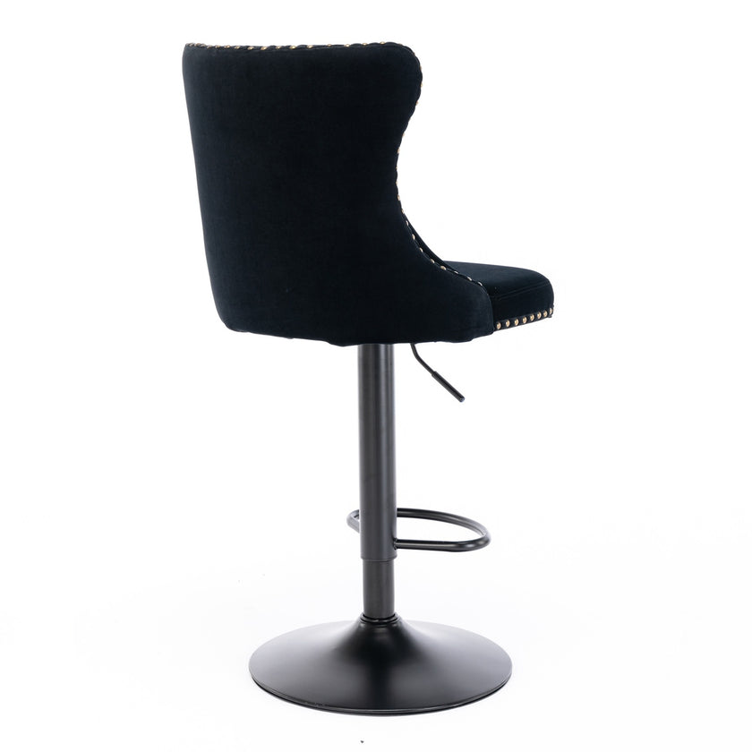 A A Swivel Velvet Barstools Adjustable Seat Height 25-33, Modern, 17.7  Base