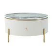 Modern Round Coffee Table With 2 Large Drawers Storage Accent Table  31.5