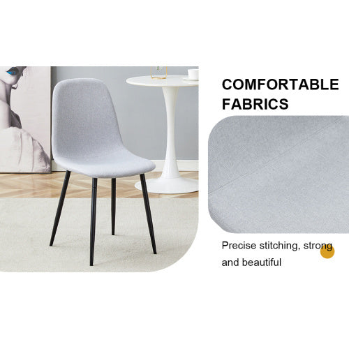 Comfortable Linen-Cotton Dining Chair Set - Four Pieces In Light Gray.Integrated Seat And Backrest,Linen-Cotton Material,Modern Home Matching.