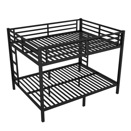 Metal Queen Over Queen Bunk Bed For Teens And Adults,Space Saving Noise Reduced No Box Spring Needed, Black
