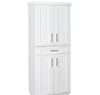 Modern Kitchen Pantry Cabinet Storage With With 4 Doors, Drawer And 3 Adjustable Shelves For Dining Room, White