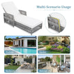 Outdoor Long Lounge Chair, Wicker Lounge Chair With Armrests, Adjustable Terrace Lounge Chair With Detachable Soft Cushions, All-weather Rattan Pool Lounge Chair, Beige
