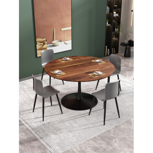 TULIP DINING TABLE ,Dia. 106cm ROUND, Nature Wood, GOLEN LEG 1pc Per Ctn