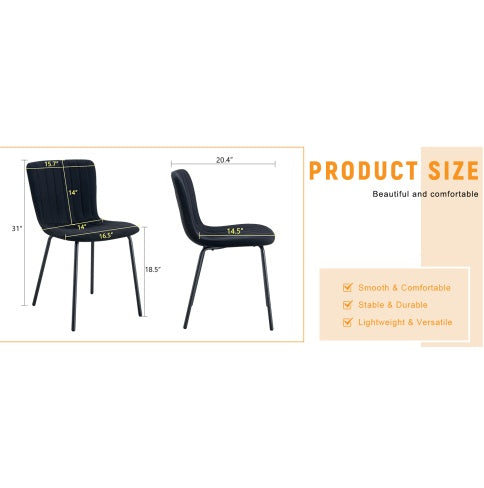 Luxury Minimalist Chairs - A Set Of 4 High Quality Dining Chairs With Black Metal Legs. The Integral Metal Leg Structure Is Suitable For Various Interior Decoration Styles.