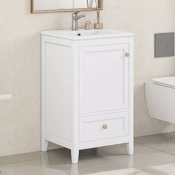 Bathroom Vanity With Sink, Bathroom Cabinet With Soft Closing Door, Storage Rack And A Drawer