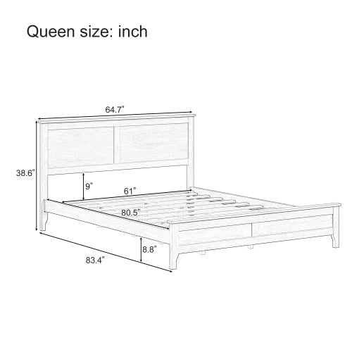 Modern Solid Wood Queen Size Platform Bed With Sturdy Wooden Slats Support,No Box Spring Needed, Espresso