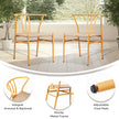 4PCS Weave Dining Chair, Mid-Century Modern Metal Rattan Chair For Kitchen Dining Living Room, Wood Color