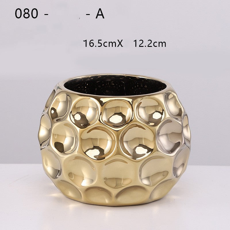 Ceramic Flowerpot Furniture Ornaments Golden Green Flower Plant