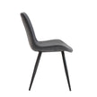 Modern Design Dining Chairs 2pc Set Gray Faux Leather Upholstery Black Metal Legs Kitchen Dining Furniture