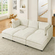 Comfy Cloud Couch Sectional 3 Seat Sofa With 2 Ottoman, Chenille Sofa Sleeper Deep Seat Sofa With Throw Pillows For Living Room Beige White