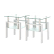2-Pc Modern Tempered Glass Coffee Tea End Tables For Living Room