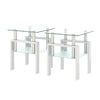 2-Pc Modern Tempered Glass Coffee Tea End Tables For Living Room