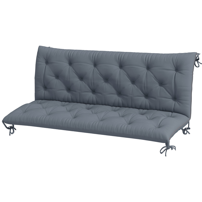 Outdoor Bench Cushion Tufted 3-Seater For Swing Chair Patio Sofa Dark Gray