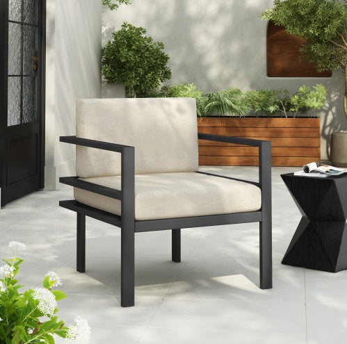 27.7 Modern Outdoor Lounge Chair With Aluminum Frame, Weather-Resistant Cushions, Sleek Design, Perfect For Patio, Garden, Or Balcony